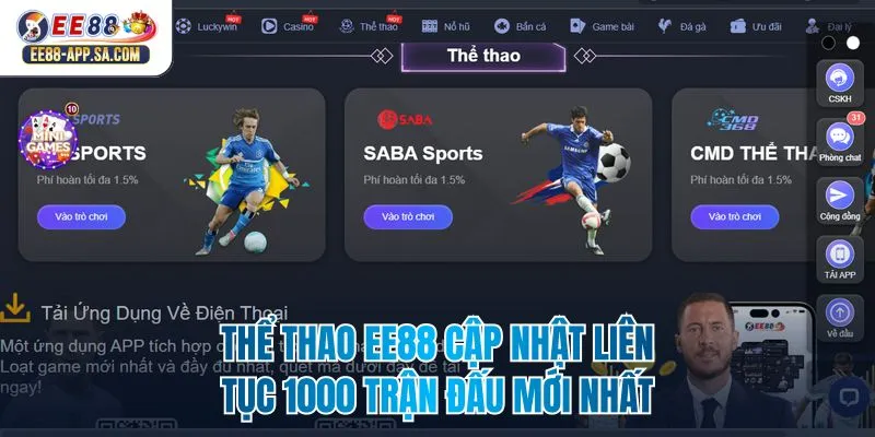 Thể Thao EE88 Cập Nhật Liên Tục 1000 Trận Đấu Mới Nhất