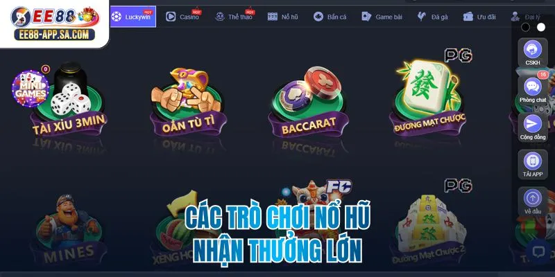 Các trò chơi nổ hũ nhận thưởng lớn