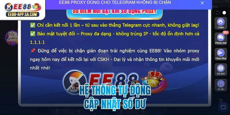 Hệ thống tự động cập nhật số dư