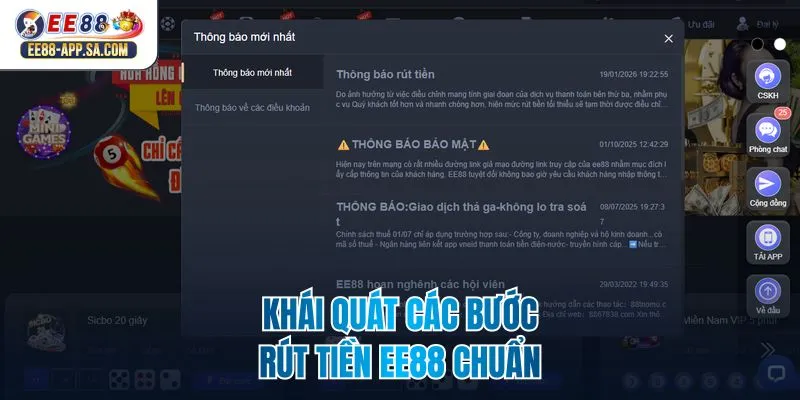 Khái quát các bước rút tiền EE88 chuẩn