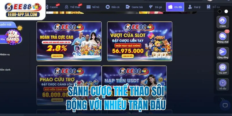 Sảnh cược thể thao sôi động với nhiều trận đấu