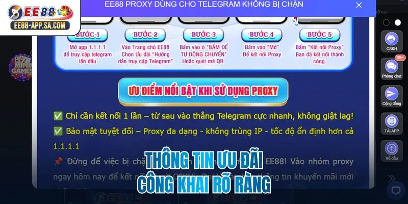Thông tin ưu đãi công khai rõ ràng